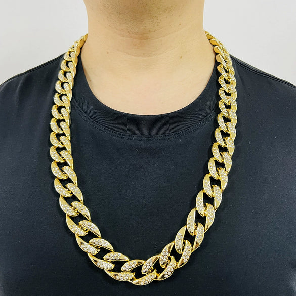 Necklace Plastic Resin Mixed Gem Inlay Geometric Diamond Twisted Chain Unisex Hip Hop Punk Style