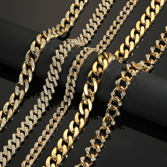 Necklace Plastic Resin Mixed Gem Inlay Geometric Diamond Twisted Chain Unisex Hip Hop Punk Style