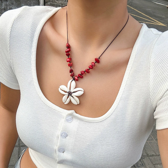 Necklace Plastic Resin Shell Geometric Electroplating Jade Thread