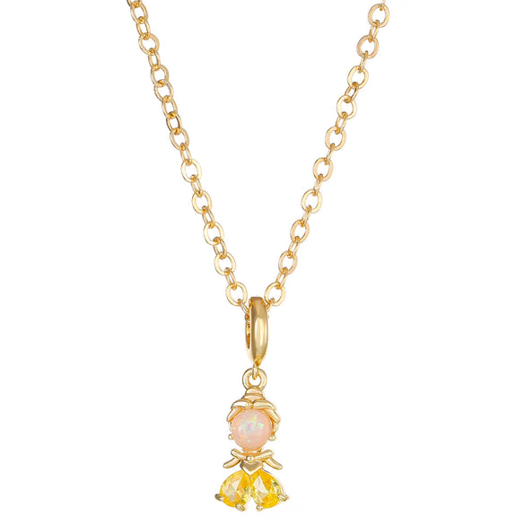 Necklace Princess Sweet Copper Microinlay Goldplated Artificial Gemstones And Semiprecious Stones Pendant
