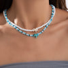 Necklace Resin Animal Zodiac Geometric Electroplating Doublelayer Rice Bead Clavicle Chain For Women