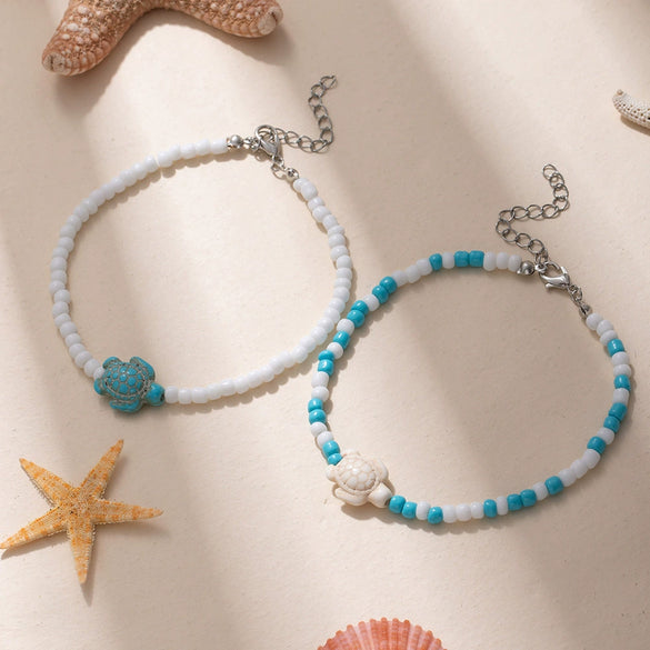 Necklace Resin Animal Zodiac Geometric Electroplating Doublelayer Rice Bead Clavicle Chain For Women