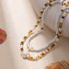 Necklace Resin Animal Zodiac Geometric Electroplating Doublelayer Rice Bead Clavicle Chain For Women