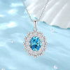 Necklace S925 Pure Silver High Carbon Diamond Aquamarine Marine Zircon Floral Cut Geometric Style For Women