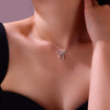 Necklace S925 Silver Bow Geometric Moissanite Set With Diamonds