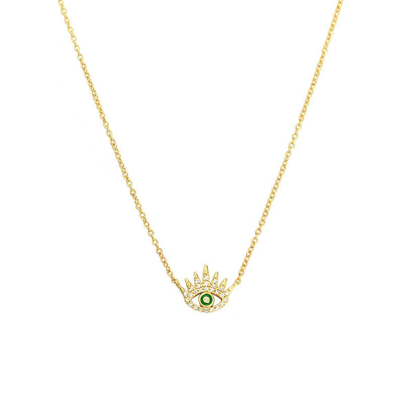 Necklace S925 Silver Cross Chain Geometric Long Eyelashes Devil's Eye Electroplated