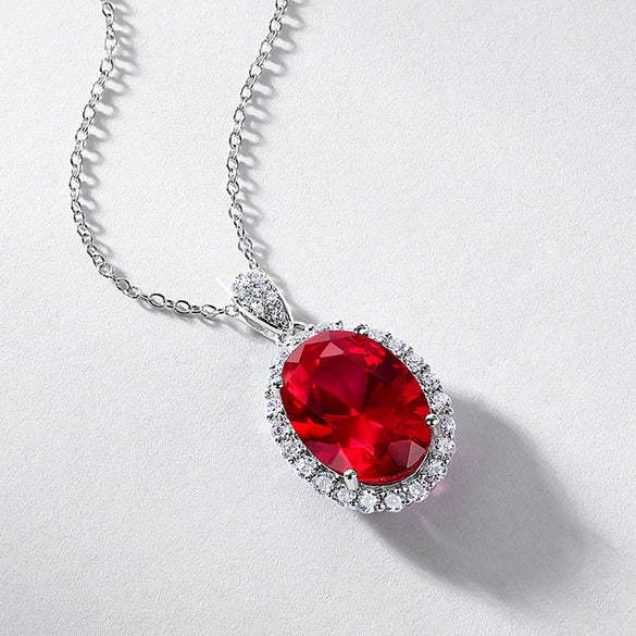 Necklace S925 Silver Geometric Cultivated Color Gem Pendant For Women