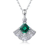 Necklace S925 Silver Geometric Diamond Cultivation Emerald Retro Clavicle Chain Women's