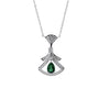 Necklace S925 Silver Geometric Fanshaped Cultivation Emerald Court Vintage Women's