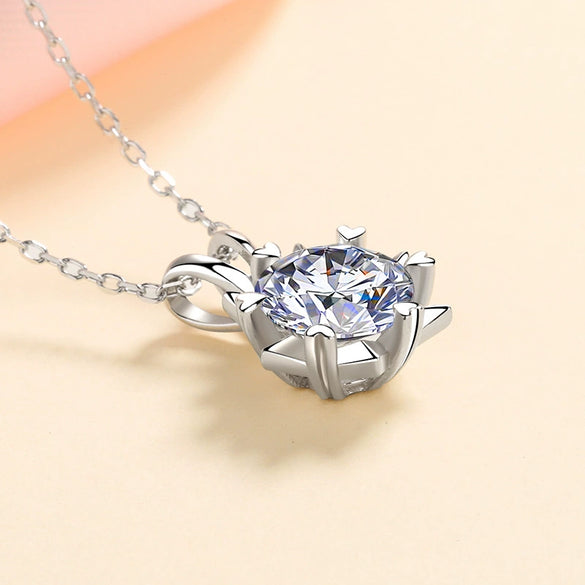 Necklace S925 Silver Heartshaped Sixclaw Sixpointed Star Mosan Diamond Electroplating Wave Pattern Jewelry