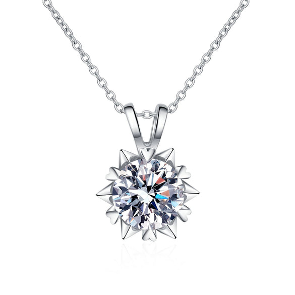 Necklace S925 Silver Heartshaped Sixclaw Sixpointed Star Mosan Diamond Electroplating Wave Pattern Jewelry