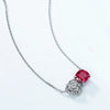 Necklace S925 Silver Inlaid Cultivated Ruby Geometric Flower Pattern Diamond Design Highend Women's