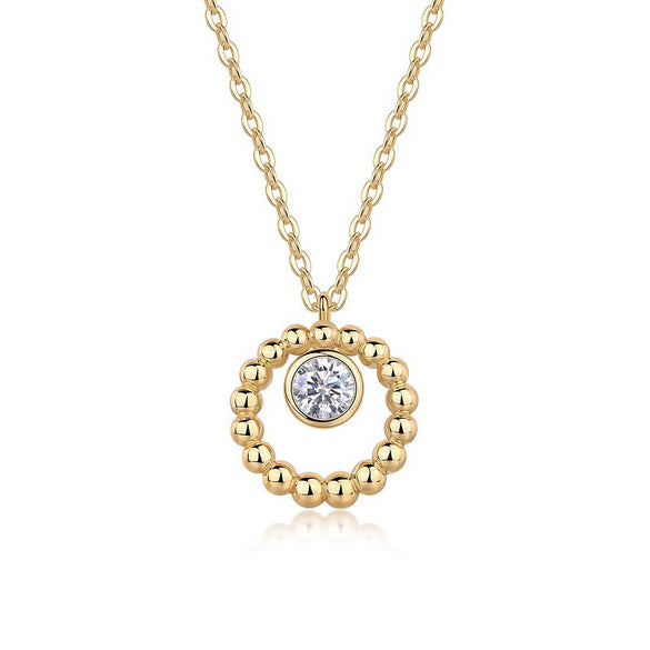 Necklace S925 Silver Moissanite Circle Pendant Women Fashion Gold Style Do Not Fade