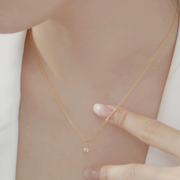 Necklace S925 Sterling Silver Cross Geometric Electroplating Women's
