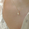 Necklace S925 Sterling Silver French Pearl Beads Shell Pendant Light Luxury Geometric Design Set With Pearls