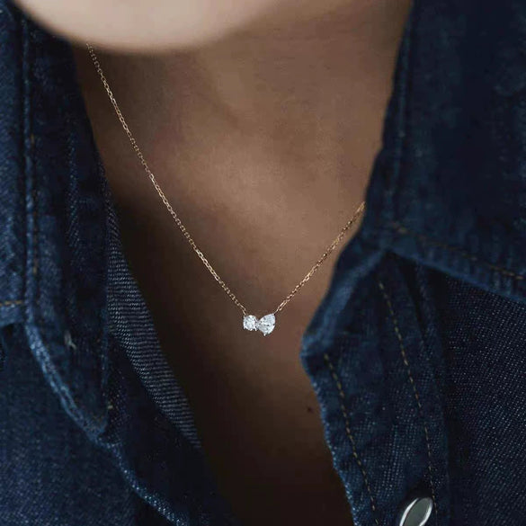 Necklace S925 Sterling Silver Geometric Water Drops Pear Shaped Pendant O Chain Light Luxury Women's
