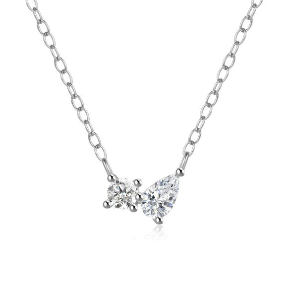 Necklace S925 Sterling Silver Geometric Water Drops Pear Shaped Pendant O Chain Light Luxury Women's