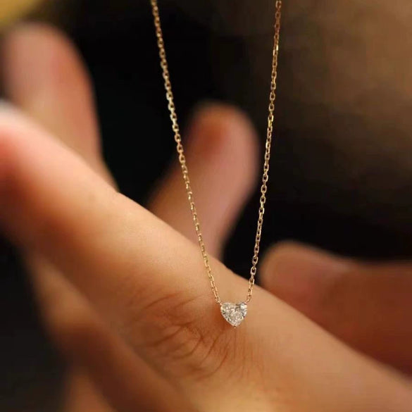 Necklace S925 Sterling Silver Heartshaped Love Diamond Pendant Women's Ochain