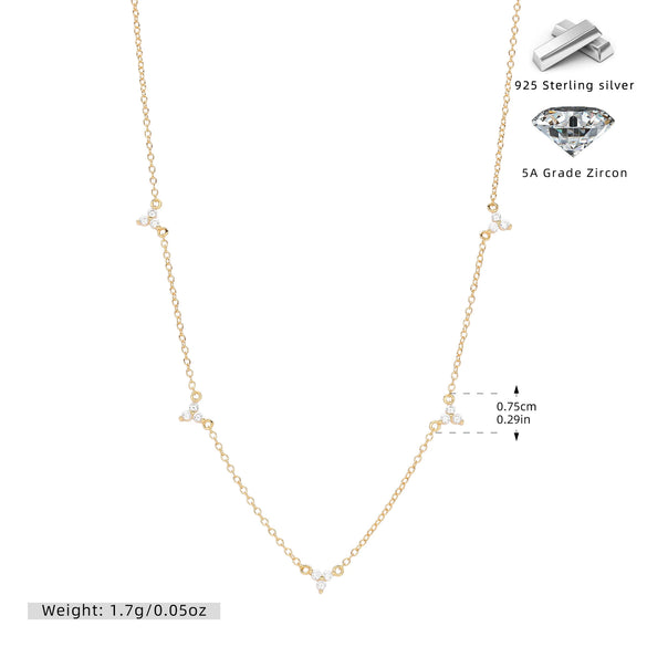 Necklace S925 Sterling Silver Leaf Pattern Minimalist Micro Inlay Zircon Electroplated Women's Jewelry