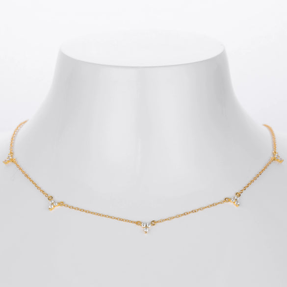 Necklace S925 Sterling Silver Leaf Pattern Minimalist Micro Inlay Zircon Electroplated Women's Jewelry