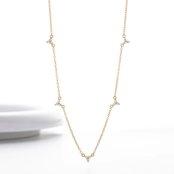 Necklace S925 Sterling Silver Leaf Pattern Minimalist Micro Inlay Zircon Electroplated Women's Jewelry