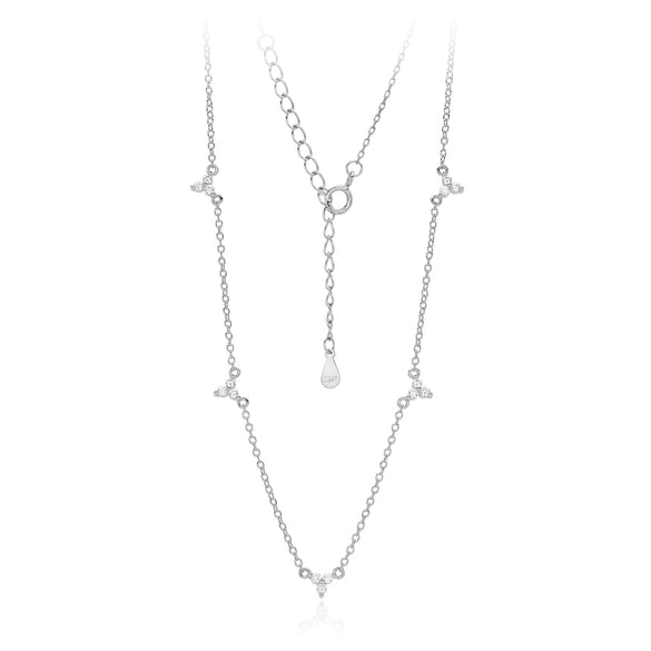 Necklace S925 Sterling Silver Leaf Pattern Minimalist Micro Inlay Zircon Electroplated Women's Jewelry