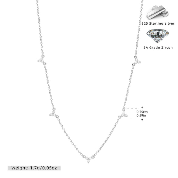 Necklace S925 Sterling Silver Leaf Pattern Minimalist Micro Inlay Zircon Electroplated Women's Jewelry