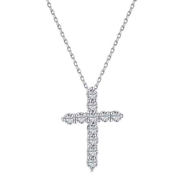 Necklace S925 Sterling Silver Light Luxury Geometric Cross Pendant Clavicle Chain For Women