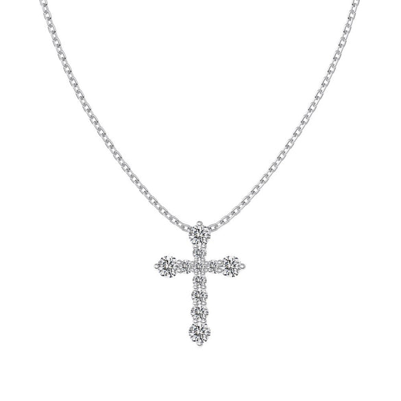 Necklace S925 Sterling Silver Light Luxury Geometric Cross Pendant Clavicle Chain For Women