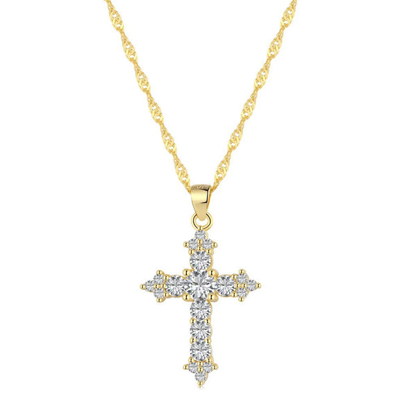 Necklace S925 Sterling Silver Light Luxury Geometric Cross Pendant Clavicle Chain For Women