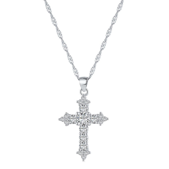 Necklace S925 Sterling Silver Light Luxury Geometric Cross Pendant Clavicle Chain For Women
