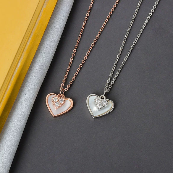 Necklace S925 Sterling Silver Love Cross Chain Mixed Gem Inlay Electroplating Design
