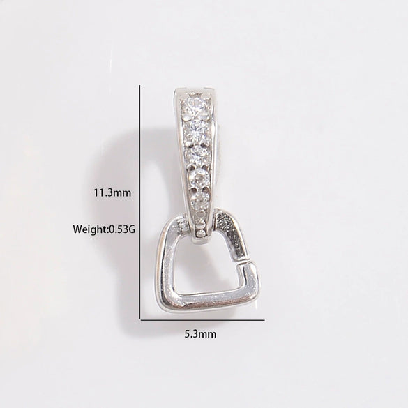 Necklace S925 Sterling Silver Round Zirconia Double Ring Pendant Buckle