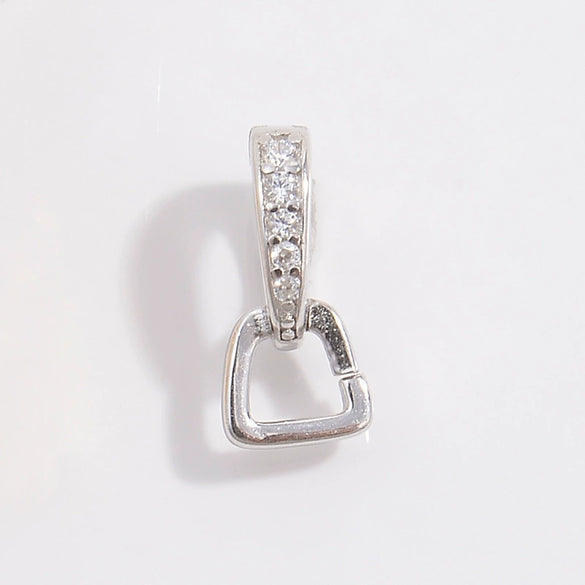 Necklace S925 Sterling Silver Round Zirconia Double Ring Pendant Buckle