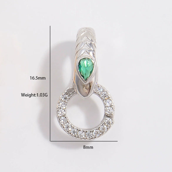Necklace S925 Sterling Silver Round Zirconia Double Ring Pendant Buckle