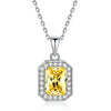 Necklace S925 Sterling Silver Yellow Diamond Floral Cutting Geometric Light Luxury Pendant