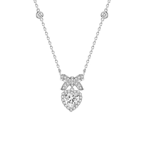 Necklace S925 Sterling Silver Zircon Heart Pendant For Female