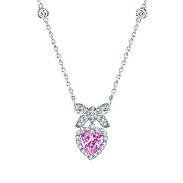 Necklace S925 Sterling Silver Zircon Heart Pendant For Female
