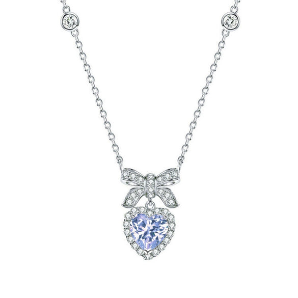 Necklace S925 Sterling Silver Zircon Heart Pendant For Female