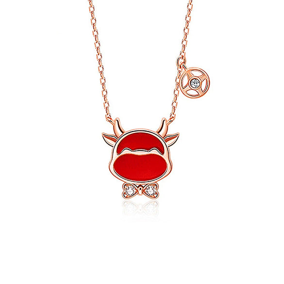 Necklace S925 Sterling Silver Zodiac Bull Pendant Electroplating Cross Chain Creative Accessories