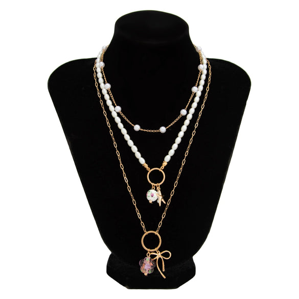 Necklace Set Alloy Beaded With Bow Star Pattern Electroplating For Women