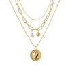 Necklace Set Alloy Metal Geometric Embossed Pendant Electroplating Snake Bone Chain Light Luxury Style Women's
