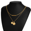 Necklace Set Alloy Metal Geometric Embossed Pendant Electroplating Snake Bone Chain Light Luxury Style Women's