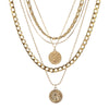 Necklace Set Alloy Metal Geometric Embossed Pendant Electroplating Snake Bone Chain Light Luxury Style Women's
