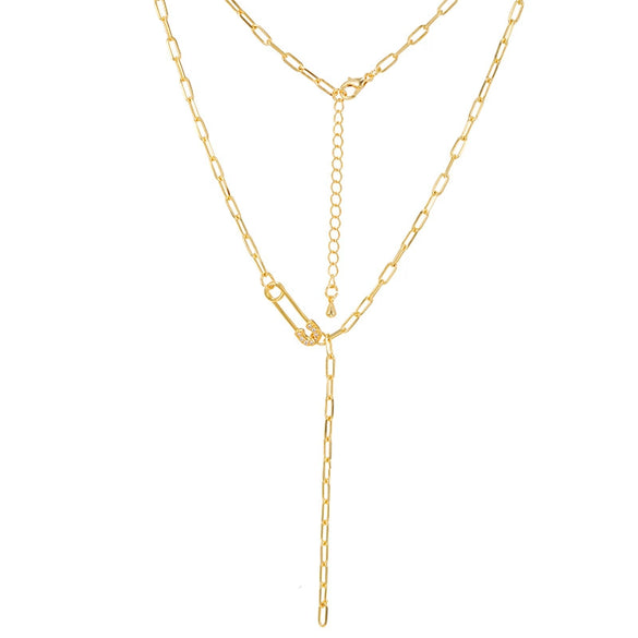 Necklace Set Star Shape Environmentally Friendly Copper Zirconia Inlay Return Pin Chain For Women