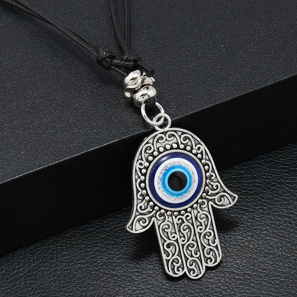 Necklace Set Unisex Geometric Blue Glass Eye Pendant Alloy Inlaid Gemstones