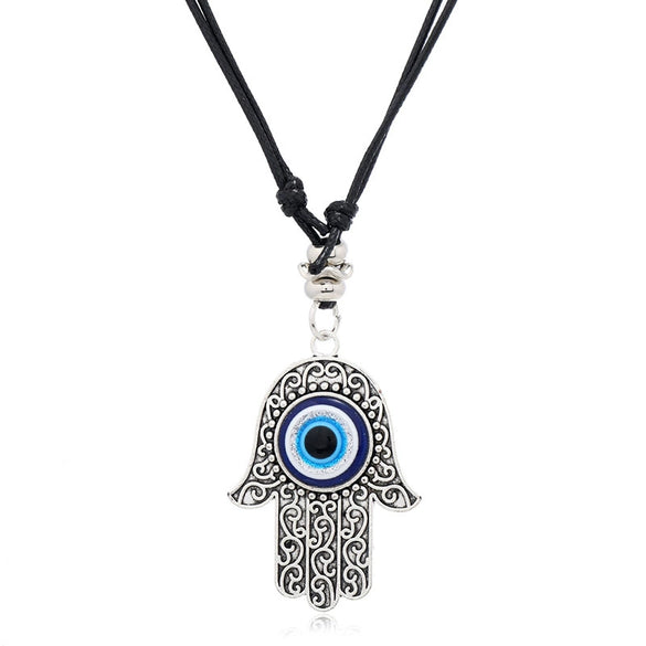 Necklace Set Unisex Geometric Blue Glass Eye Pendant Alloy Inlaid Gemstones