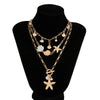 Necklace Shell Piece Starfish Conch Imitation Pearl Alloy Geometric Star Electroplating Women's Fashion