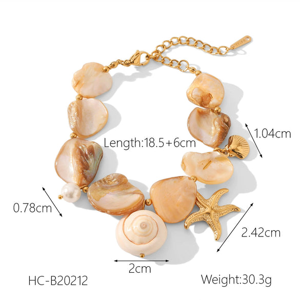 Necklace Shell Titanium Steel Geometric Electroplating Starfish Conch Style