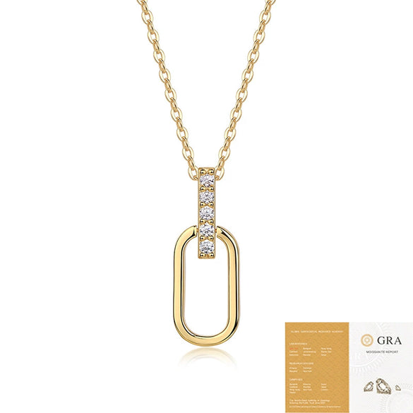 Necklace 925 Silver Geometric Moissanite Inlay Casual U Shaped Stacked Clavicle Chain For Women